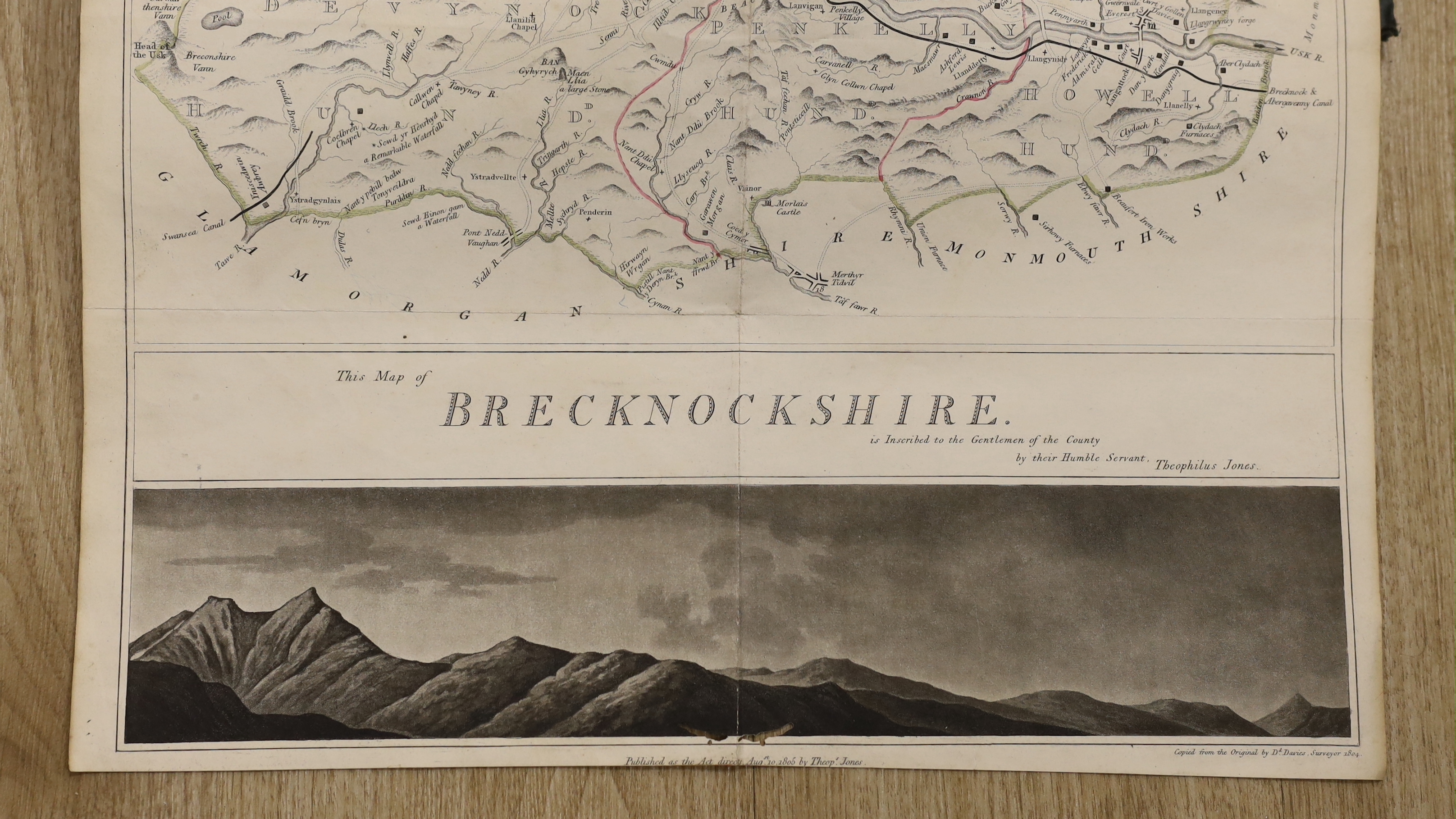 Jones, Theophilus - A History of the County of Brecknock.... 2 vols. pictorial engraved titles, a folded pictorial map (outline colour), a plan of Brecon, 3 hand coloured armorial plates and 28 others, engraved text illu